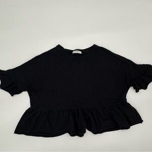 Tres Bien Black Ruffle Sleeve Blouse